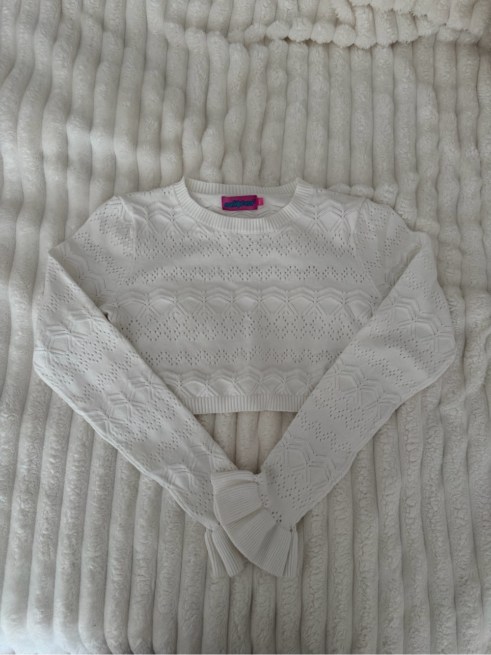 White Edikted Knit Cropped Sweater Top
